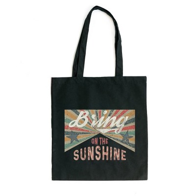 City Creek Prints Bring On The Sunshine Stars Canvas Tote Bag - 15x16 - Black