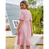 Tiered Dress Women Flowy Midi Summer Casual Short Sleeve Crewneck Swing Dress with Pockets - 2 of 4