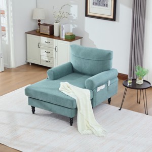 Modern Chenille Chaise Lounge Recliner, Oversized Single Sofa with Side Pockets for Living Room Bedroom-3irtyhousy - 1 of 4