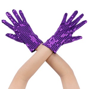 INSPIRE CHIC Women's Sequin Wrist Full Finger Sparkly Sleeves Gloves for Party Banquet Costume Prom Dress 1 Pair - 1 of 4