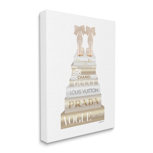 Stupell Industries Cream Bow Heels High Fashion Glam Bookstack Gallery  Wrapped Canvas Wall Art, 24 X 30 : Target