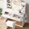CuisinSmart Makeup Vanity Set, 3 Color Modes Makeup Table with Cushioned Stool, 2 Drawers, Open Shelves, Modern Dressing Table for Bedroom - 3 of 4