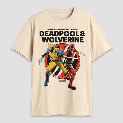 Men's Deadpool and Wolverine Short Sleeve Graphic T-Shirt - Beige