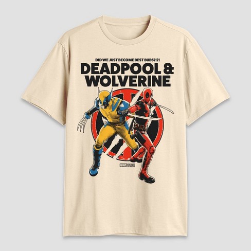 Men's Deadpool and Wolverine Short Sleeve Graphic T-Shirt - Beige - image 1 of 3