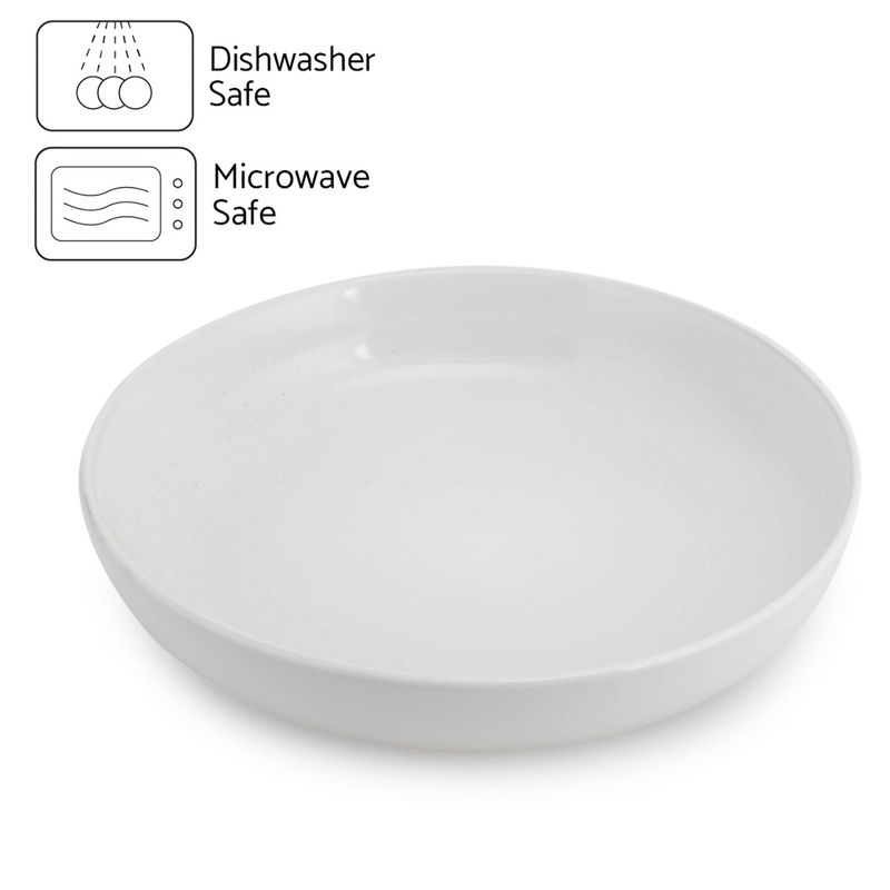 Elanze Designs Bistro Glossy Ceramic 8.5 inch Dinner Bowls Set of 4, White, 2 of 7