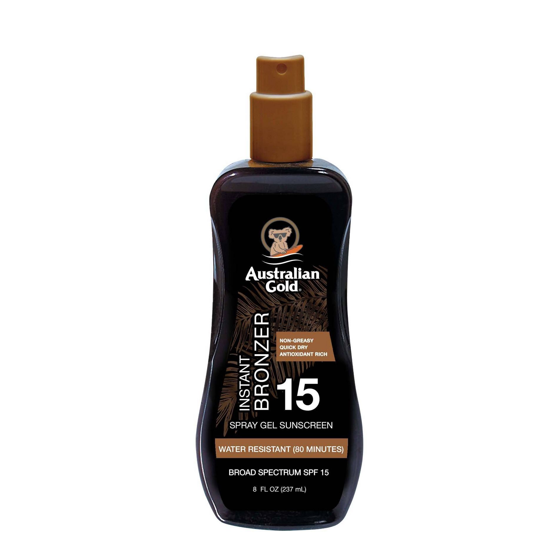 Australian Gold Sunscreen Spray Gel with Instant Bronzer - SPF 15 - 8 fl oz