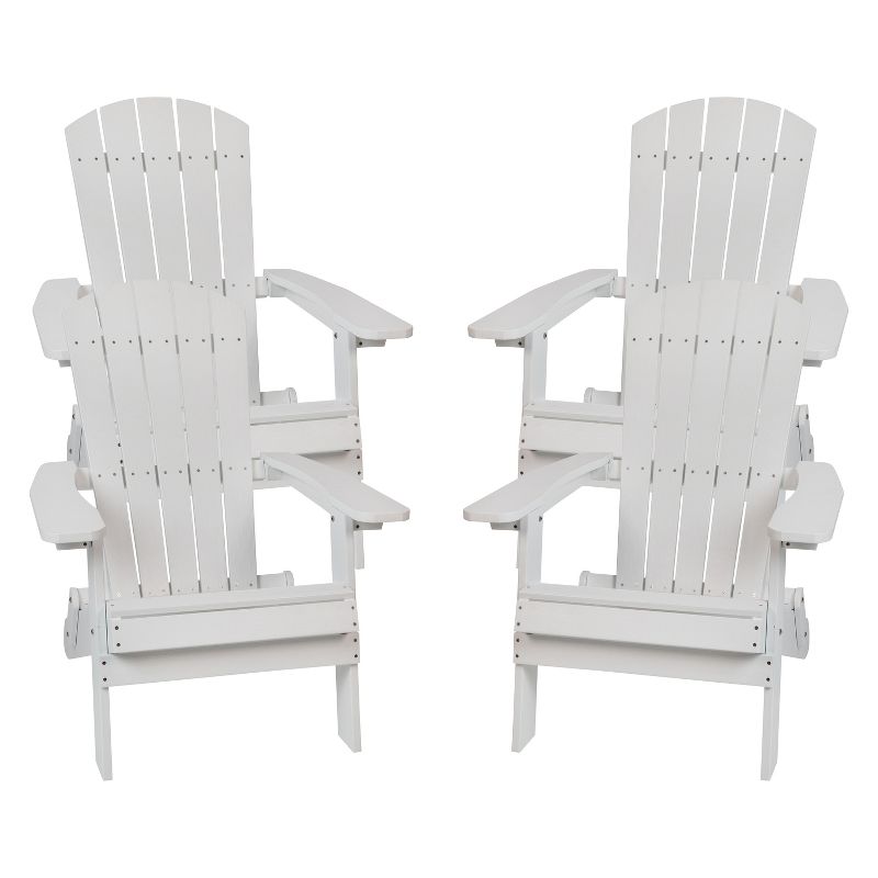 Merrick Lane Set of 4 Poly Resin Folding Adirondack Lounge Chair - All-Weather Indoor/Outdoor Patio Chair, 1 of 20