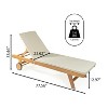 Mallorca 77.56"x23.62" Modern Classic Adjustable Acacia Wood Chaise Outdoor Lounge Chair with Cushion & Wheels - JONATHAN Y - 3 of 4