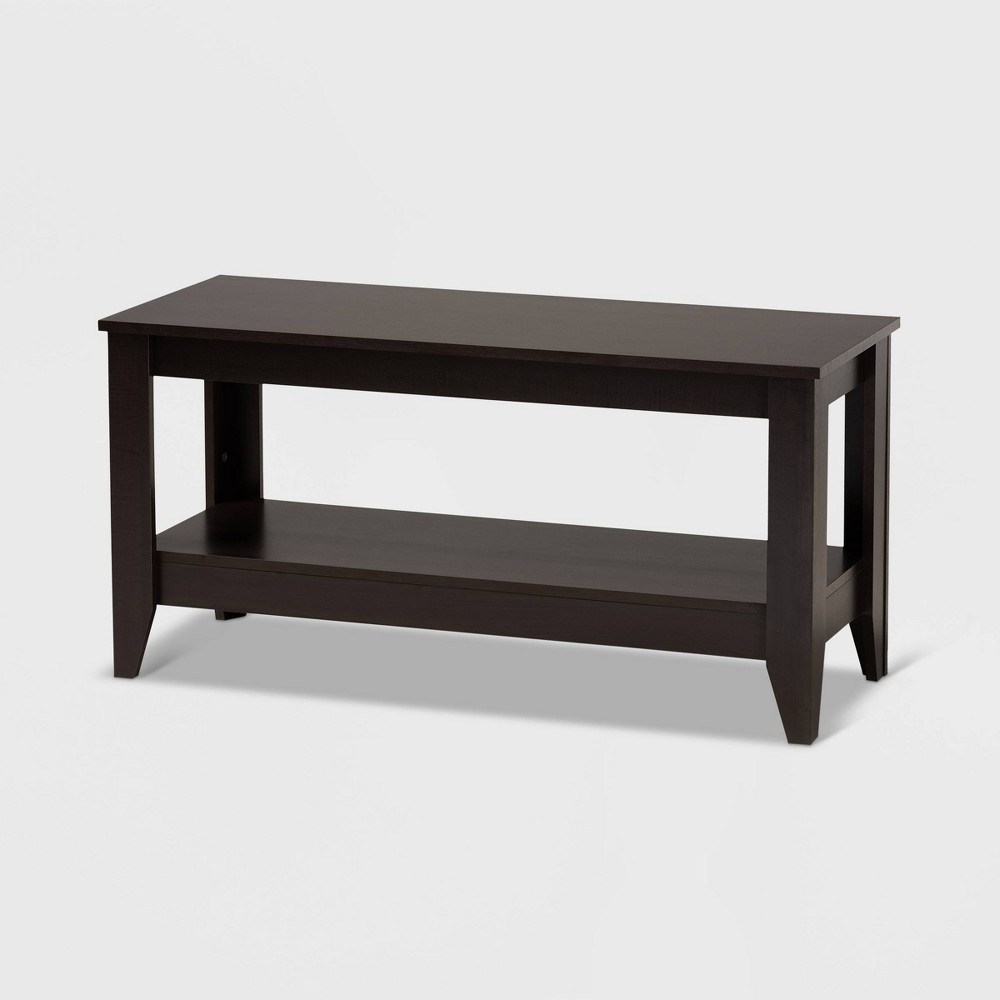 Photos - Coffee Table Elada Wenge Wood  Dark Brown - Baxton Studio: Lower Shelf, Elegant Tapered Legs, Modern Design