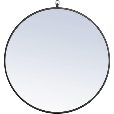 Elegant Lighting Metal frame Round Mirror with decorative hook 28 inch Black finish