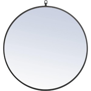 Elegant Lighting Metal frame Round Mirror with decorative hook 28 inch Black finish - 1 of 4