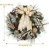 Acekool 24-Inch Pre-Lit Winter Wreath with LED Lights, Champagne Gold Faux Antlers, Pine Cones, Ball Ornaments, Battery-Operated - 2 of 4