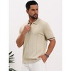 INSPIRE CHIC Men's Zip Up Ribbed Hem Short Sleeve Golf Textured Polo Shirt - 4 of 4