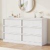 Modern 6-Drawer Wood Dresser, Double Drawer Storage Chest for Bedroom, Living Room & Nursery, Black and Natural - 4 of 4