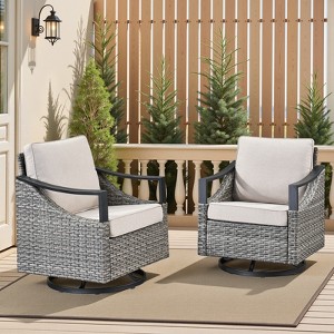 Buenhomino Outdoor Patio Furniture Sets, All-Weather PE Wicker Seating with Swivel Chairs, Sofas, Ottomans & Tables for Garden, Deck & Porch - 1 of 4
