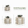 LuxenHome 3-Pc Lighted Silver Tinsel Gift Box Set with Champagne Ribbon, Outdoor Holiday Decoration Silver, Champagne, Green - 2 of 4