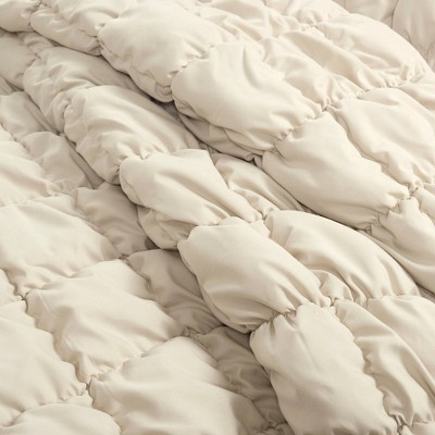 Lush Decor Lush Décor Full/Queen 3pc Puff Comforter Set Neutral: Polyester Bedding Set, Lightweight, Teen Bedding, OEKO-TEX Certified — фото 4