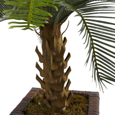 Elegant Silk Topiary Cycas in Decorative Planter, 40" Tall