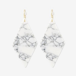 Sanctuary Project by sanctuaire Semi Precious White Howlite Diamond Drop Statement Earrings Gold - 1 of 4