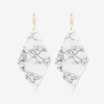 Sanctuary Project Semi Precious White Howlite Diamond Drop Statement Earrings Gold