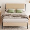 Full Bed Frame with Rattan Headboard, Platform Bed with Strong Metal Slat Support - 3 of 4