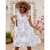 Clearlove Women's Babydoll Mini Dress Summer V Neck Sleeveless Flutter Sleeve Boho Floral Flowy Shift Short Dress. - 3 of 4