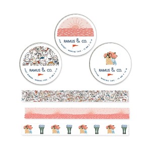Illustrated Masking Tape by Ramus & Co - 3ct Rolls, Assorted Rolls (Fancy Bunnies + Pink Sunset + Chatham) - 1 of 4