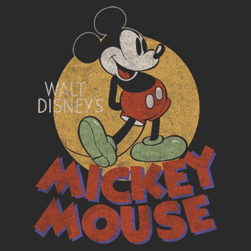 Junior's Mickey & Friends Retro Distressed Spotlight Mouse  Sweatshirt - Charcoal - Medium, 2 of 3