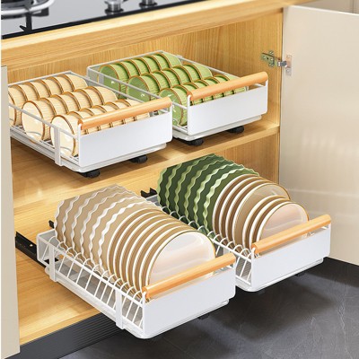 Carbon steel pull-out cabinet under sink rack Multi functional kitchen rack seasoning bowl rack under sink rack
