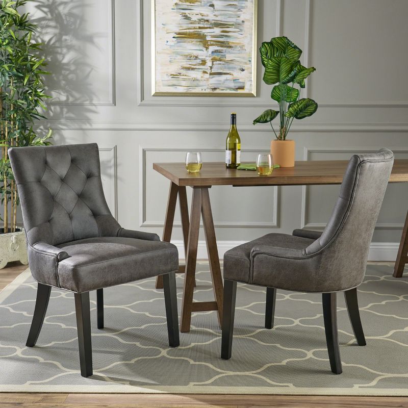 Set of 2 Hayden Traditional Microfiber Dining Chair - Christopher Knight Home, 3 of 6
