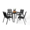 SKRAN Set of 5 Patio Dining Set, Outdoor Furniture Set Includes 1 Square Patio Table and 4 Stackable Patio Sling Chairs for Garden Patio - 2 of 4