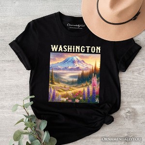 Artistic Mount Rainier Washington State T-Shirt, National Park Tee and Pacific Northwest Souvenir | OrnamentallyYou - 1 of 4
