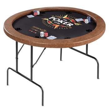 SereneLife 8- Player Round Foldable Poker Table - Brown