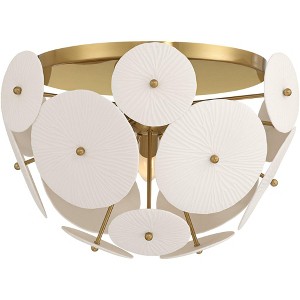 Possini Euro Design Possini Euro Shelly 15 1/2" Wide Gold with White Ceramic Ceiling Light - 1 of 4