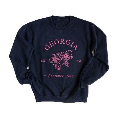 Simply Sage Market Women's Graphic Sweatshirt Embroidered Georgia Cherokee Rose - PINK