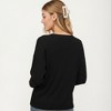Anna-Kaci Women's V-Neck Long Sleeve Knit Top with Chest Pocket and Relaxed Fit - 3 of 4