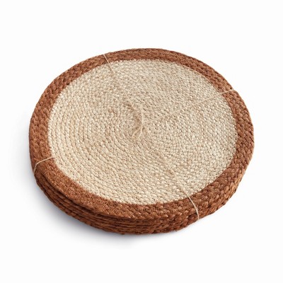 Plum & Post Jute Coil Round Placemats, Set of 8 - Natural/Rust