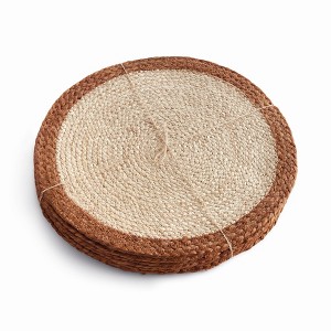 Plum & Post Jute Coil Round Placemats, Set of 8 - Natural/Rust - 1 of 4
