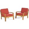 Christopher Knight Home Outdoor Wooden Side Table Set of 2 with Round Topiary for Patio Seating Area, Red - 2 of 4