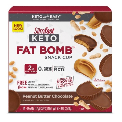 SlimFast Keto Fat Bomb Snack Cup - Peanut Butter Chocolate - 14ct