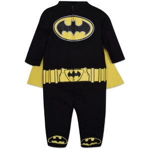 Warner Bros. Justice League Batman Superman Lightweight Breathable Baby Zip Up Costume Coverall with Cape Newborn to Infant - 1 of 4