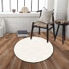 LunaLulinlk White CURVE Line Leaf design41" x - 41" Round Rug - 4 of 4