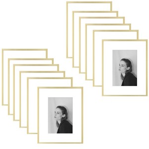 Golden State Art 8x10 Aluminum Metal Picture Frame with White Mat for 5x7 Photo-Pack of 12 - 1 of 4
