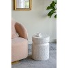 HDZNVF 14x14x18 inch Round Wooden Accent End Table with White Finish - 3 of 4