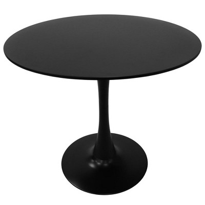 LeisureMod Bristol 31" Round Dining Table – Modern MDF Top Accent Café Table & Glossy Iron Pedestal Base for Kitchen and Small Spaces