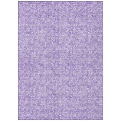 Lilac And Ivory Floral Washable Indoor Outdoor Area Rug