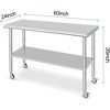 Stainless Steel Kitchen Work Prep Table Commercial Workbench With Wheels - 2 of 4