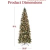 7.5 ft/9 ft Prelit Pencil Snow Flocked Spruce Artificial Christmas Tree w/ Incandescent Warm White Lights & Foldable Stand - 2 of 4