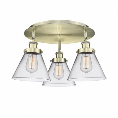 Cone - 3 Light Flush Mount In Art Deco Style-9.5 Inches Tall and 19.5 Inches Wide