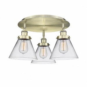 Cone - 3 Light Flush Mount In Art Deco Style-9.5 Inches Tall and 19.5 Inches Wide - 1 of 1